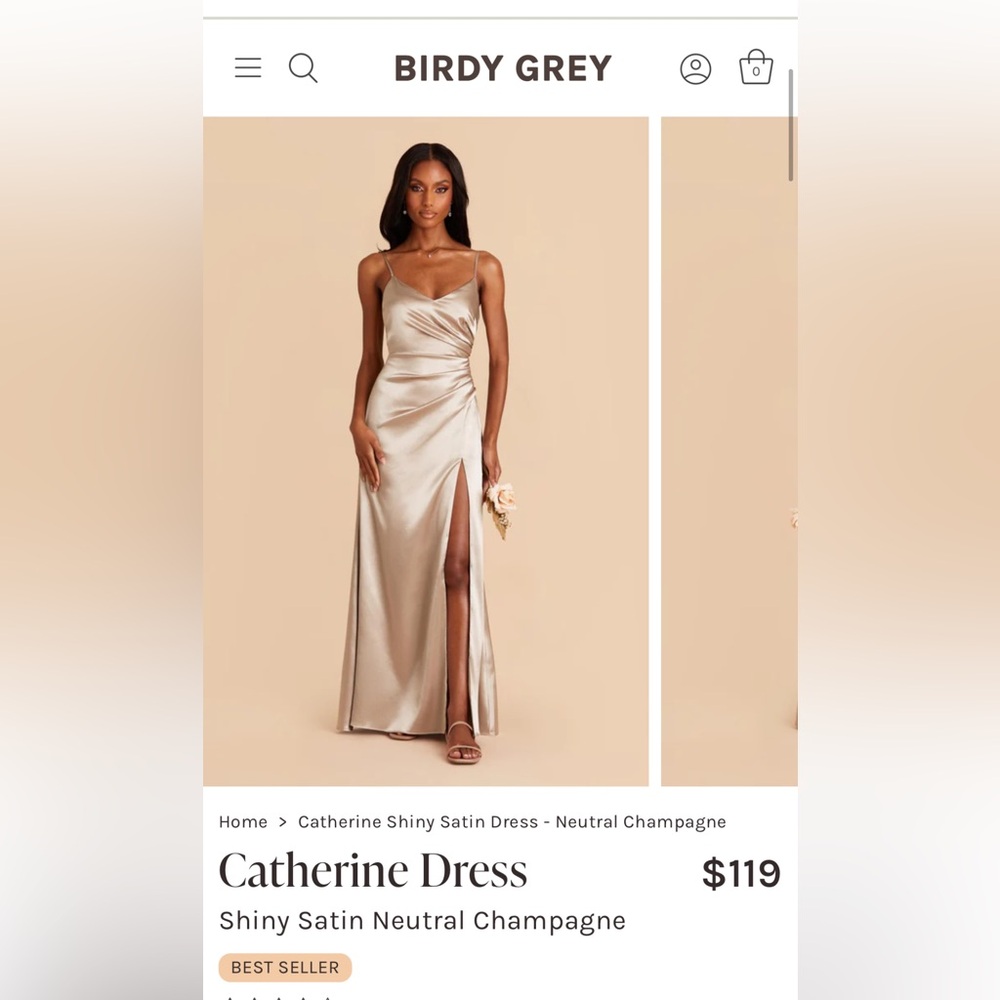 Birdy Grey Shiny Satin Neutral Champagne bridesmaids dress